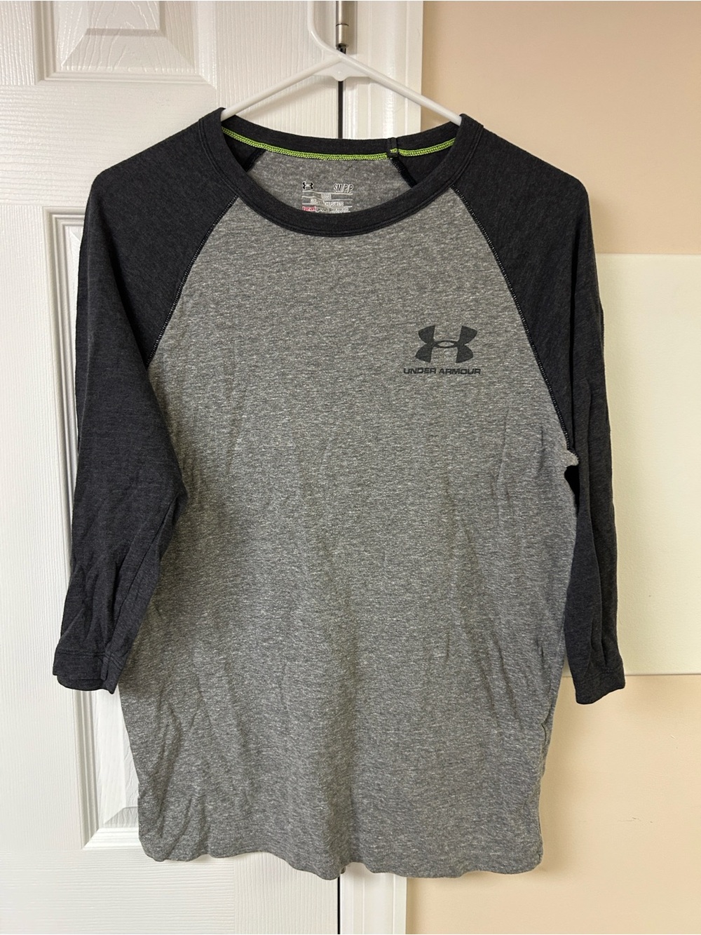 Under Armour Heat Gear Heather Gray 3/4 Sleeve Baseball Tee